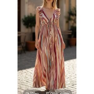 Easel Printed Cotton Rayon Maxi Dress – Flowy Slub Fabric